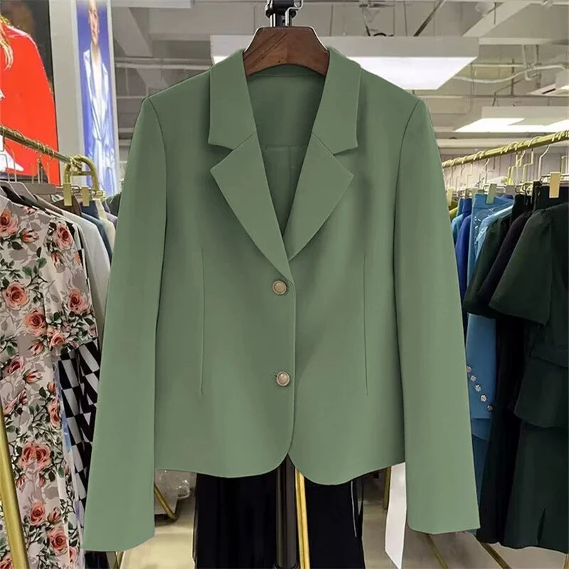 Casual Short Blazers Jackets Women Korean New Office Coats Long Sleeve Formal Elegant Cropped Spring Autumn Ladies Suit Jackets