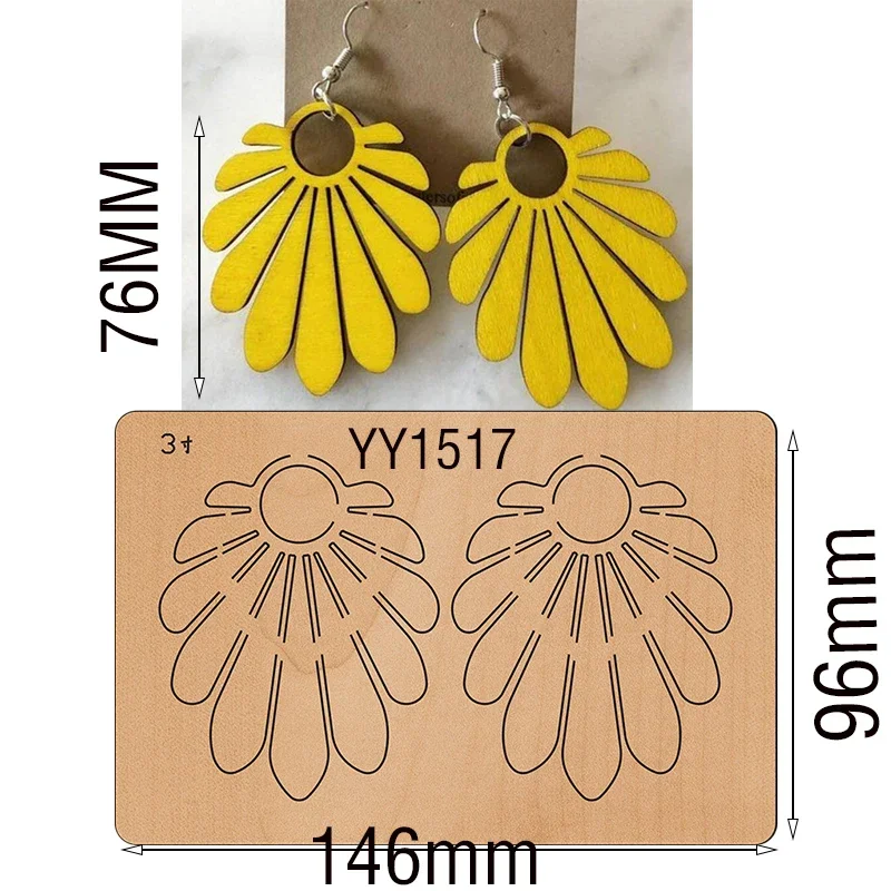 Creative cutting mould for chrysanthemum earrings wood moldYY1517 is suitable for the market general manual knife die