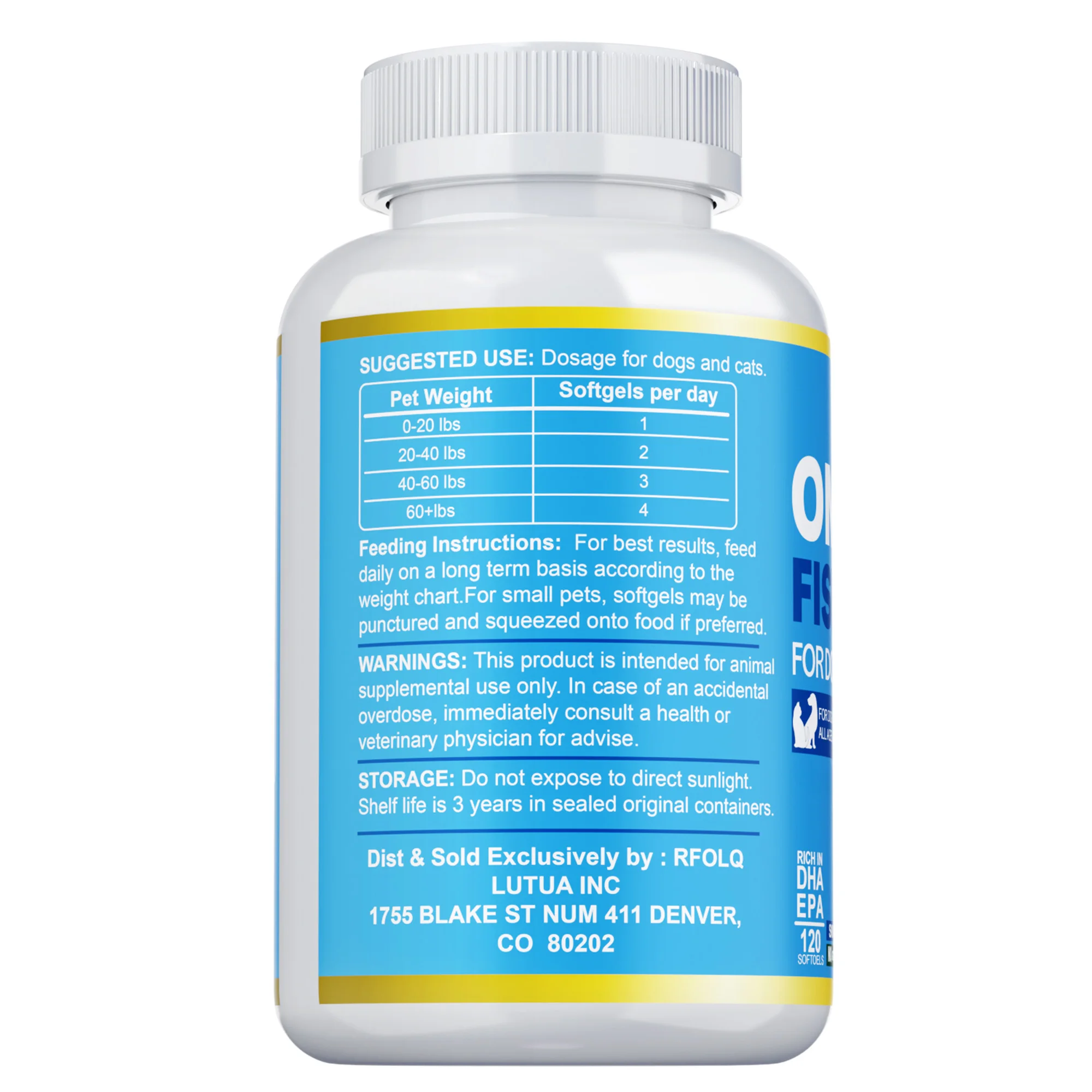 Omega-3 Fish Oil for Dogs & Cats - Promotes Joints, Brain and Heart Health, Reduces Hair Loss and Itching,Support Sensitive Skin
