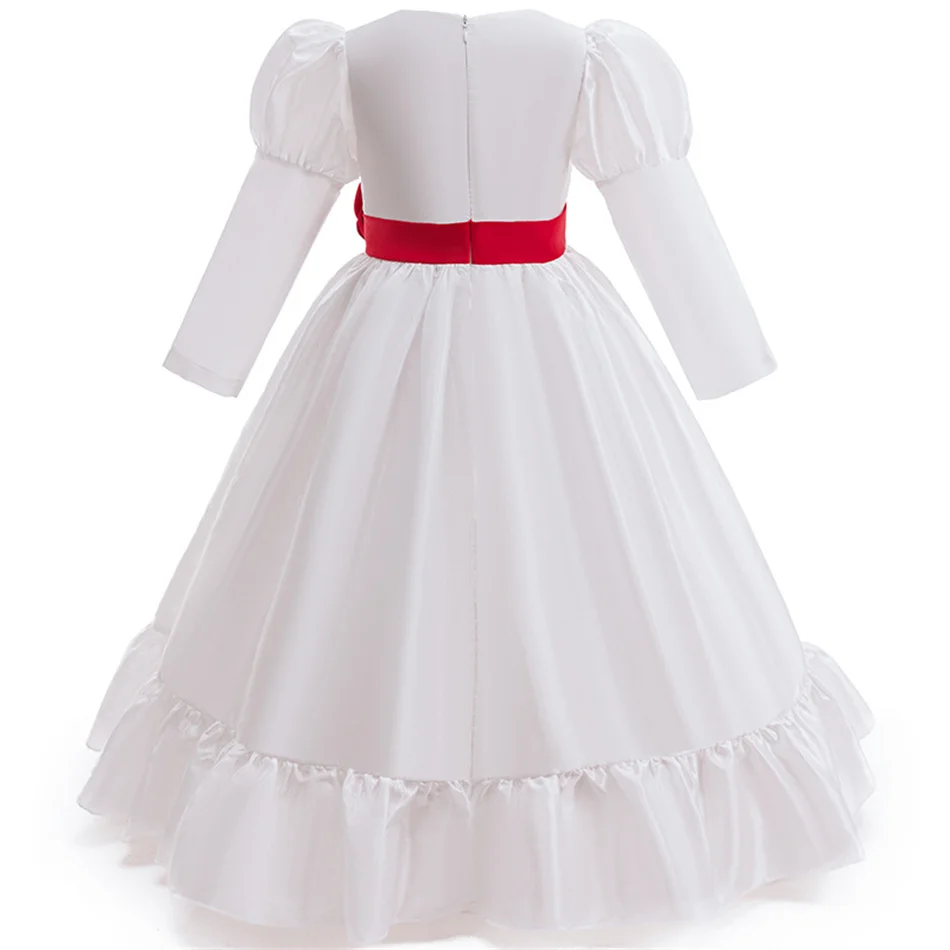Horror Movie Annabelle Cosplay Costume Girl Long Sleeve Rose Dress For Kid Scary Ghost Role Play Halloween Carnival Party Outfit view 3