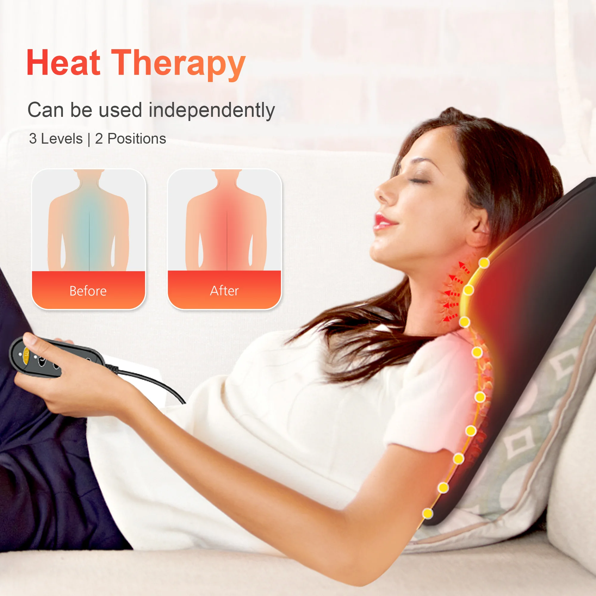 Massagers for Neck and Back Shiatsu 3D Kneading Massage Pillow with Heat Stress Relax at Home Office and Car