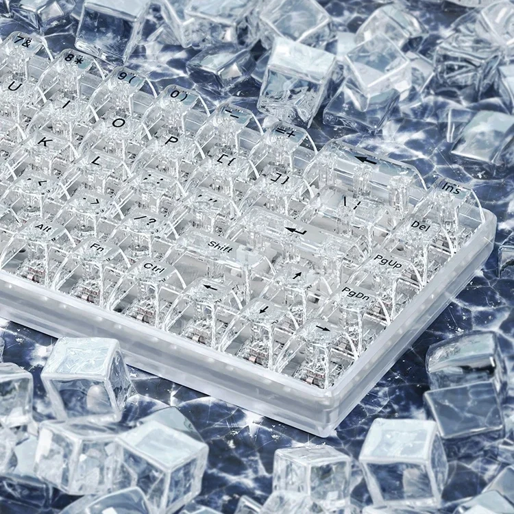 Ice crystal fully transparent mechanical keyboard keycap MDA customized keycap Cross shaft 75 with column keycap 98/87