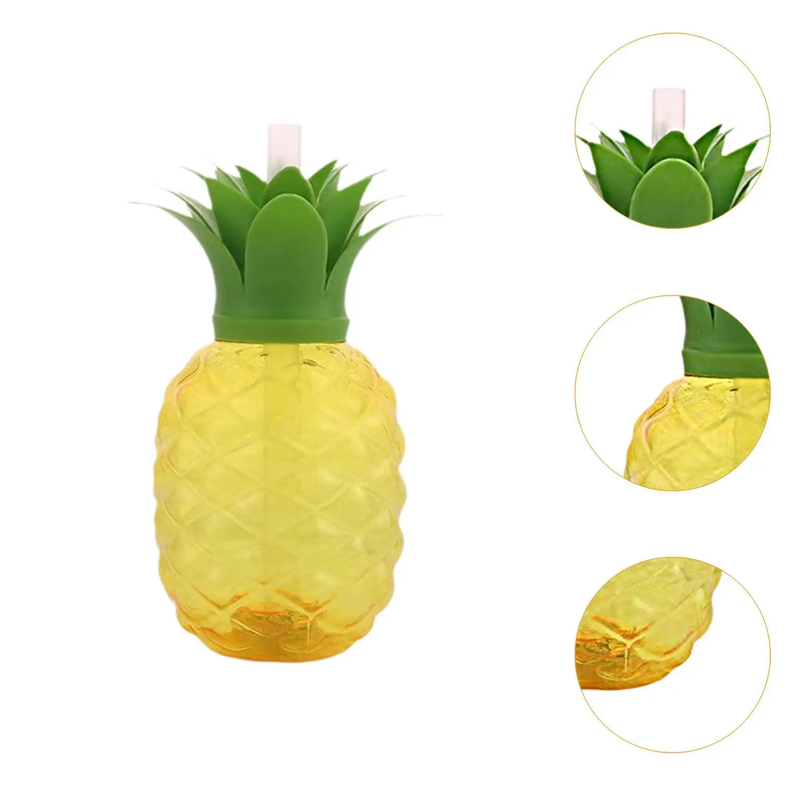 10x Ananas-Wasserflasche, Milchflasche, 500 ml, kreatives Tee- und Getränkegeschirr, auslaufsicher, transparent, für Küche, Feiertage, Geburtstagsgeschenk