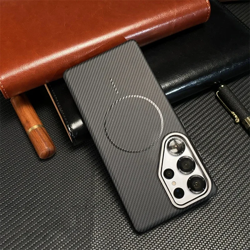 

Высококачественный чехол из кевларового углеродного волокна 2025, чехол для Samsung Galaxy S25 Ultra Plus S24 для Magsafe, магнитный противоударный чехол