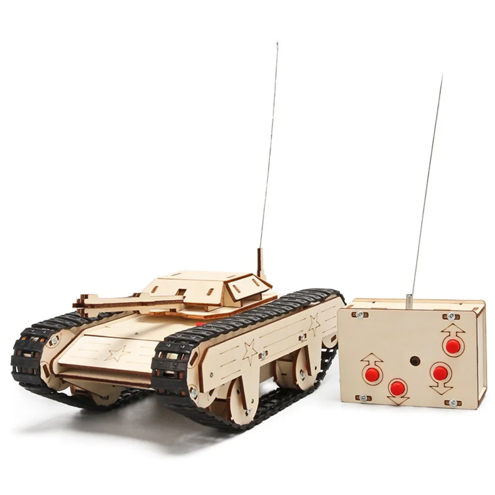 

Remote Control 3D Puzzle Tank Model DIY Wooden Electric Motor Building Project Tracked Tank Model Assembly Kids Birthday Gift