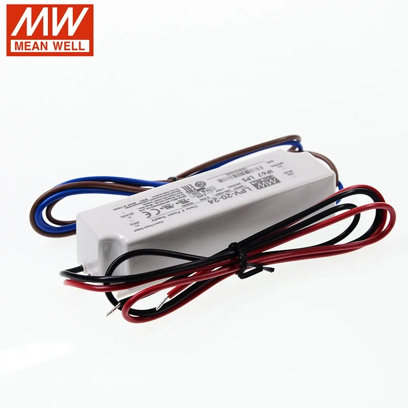 Mean Well Switching Power Supply LPV-20 20W 5V 12V 15V 24V Constant Voltage Waterproof Plastic LED Driver Ip67 AC DC Meanwell