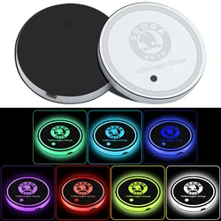 2PCS Car Glowing Water Coaster Water Cup Anti Slip Mat Pad for Skoda Rapid Fabia 2 Octavia 2 A7 A5 A4 Roomster Yeti Superb 3 A5