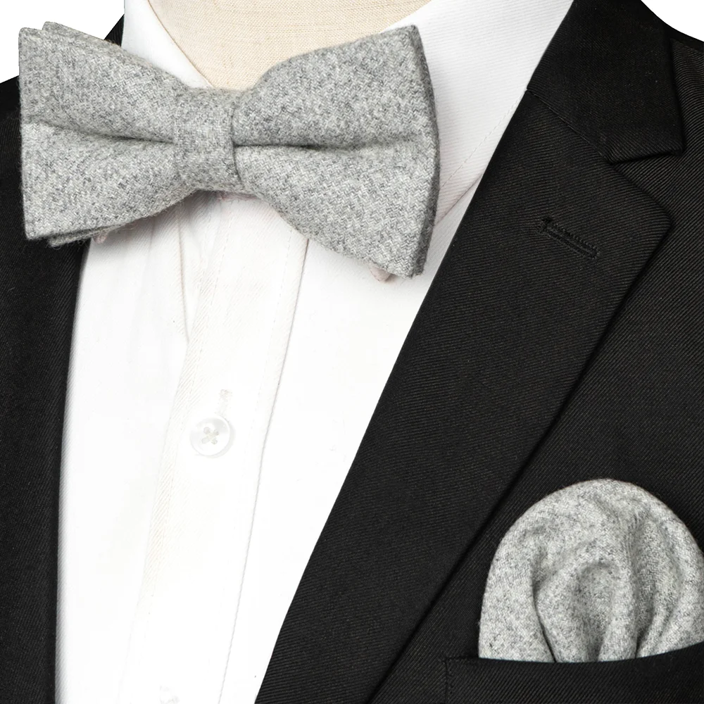 EASTEPIC Kaschmir-Krawatte, doppellagig, dick, Fliege für Herren, Einstecktuch-Set, Woll-Accessoire, warme Farbe, Hochzeitsgeschenk, Winterparty – Detail 5