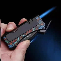 Creative Outdoor Windproof Butane Lighter Turbo Blue Flame Straight Into The Spray Gun Lighter Cigarette Cigar Tool Men's Gift