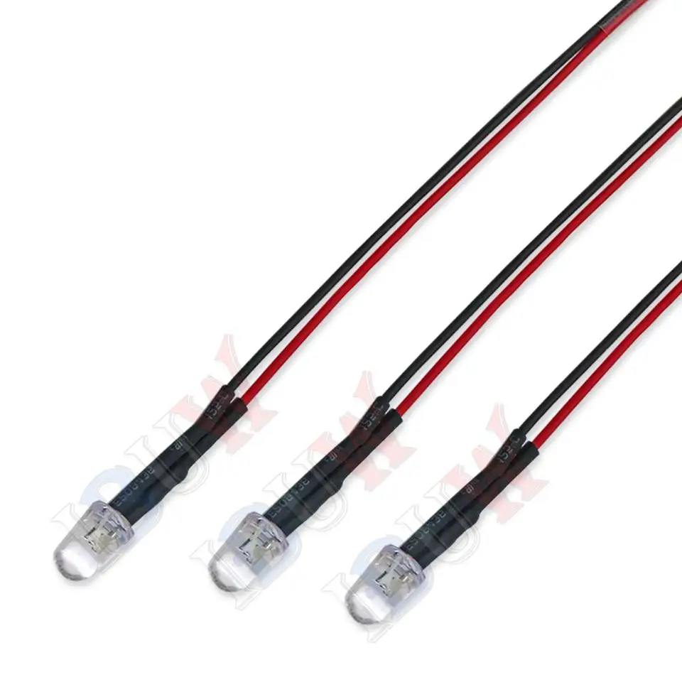 20 Stück 3 mm LED-Dio 12 V Warmweiß Rot Grün Blau Gelb Orange UV Lila Rosa Vorverdrahtet 5 9 12 V Leuchtanzeigelampe  502