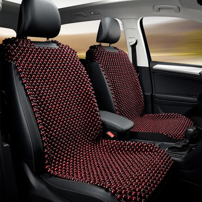 

Summer Cool Breathable Wooden Bead Square Seats Cover Four Seasons Universal Car Seat Cover Non-slip Free Tie Car Seat Cushion