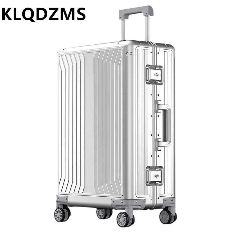 KLQDZMS The New Suitcase All Aluminum Magnesium Alloy Trolley Case 28 Inch Travel Bag 20 Boarding Box 24 Men\'s Wheeled Luggage