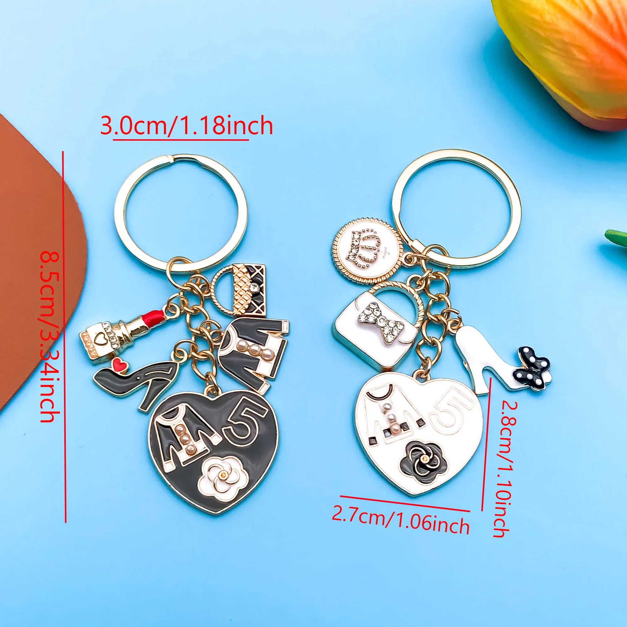 1pc Exquisite Elegant Women's Keychain Clothing Lipstick Handbag Charm DIY Creative Key Ring Accessories Ideal Gift for Women