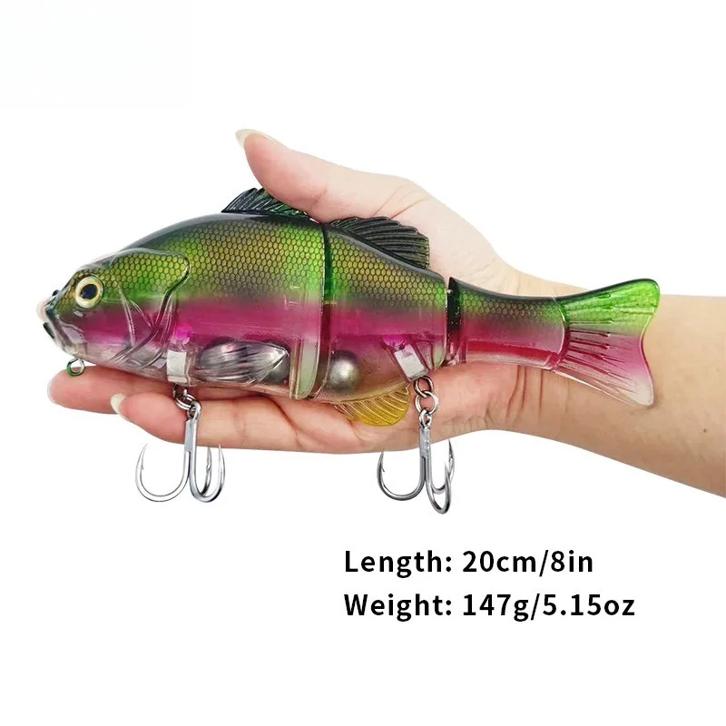 

Sea Fishing Long throw Bionic Multi section Fish, Three section Submerged Road, Fake Fish Bait 20cm, 147g Steel Ball 4x Hook