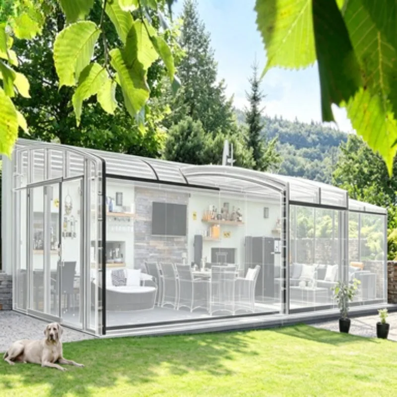 Low Maintenance Aluminum Sunroom Glass House Outdoor Conservatory Tempered Glass Sun Room for Patio Resort Backyard