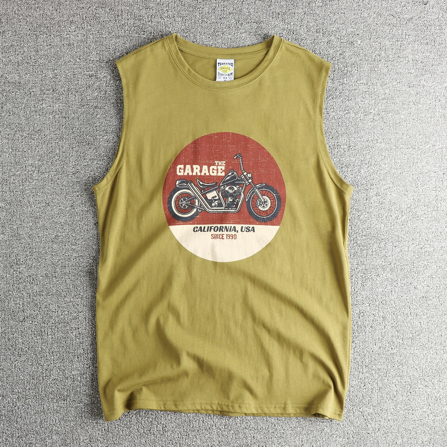 Motorraddruck Retro trendiges Herrenweste waschen ärmelloses Sport-T-Shirt