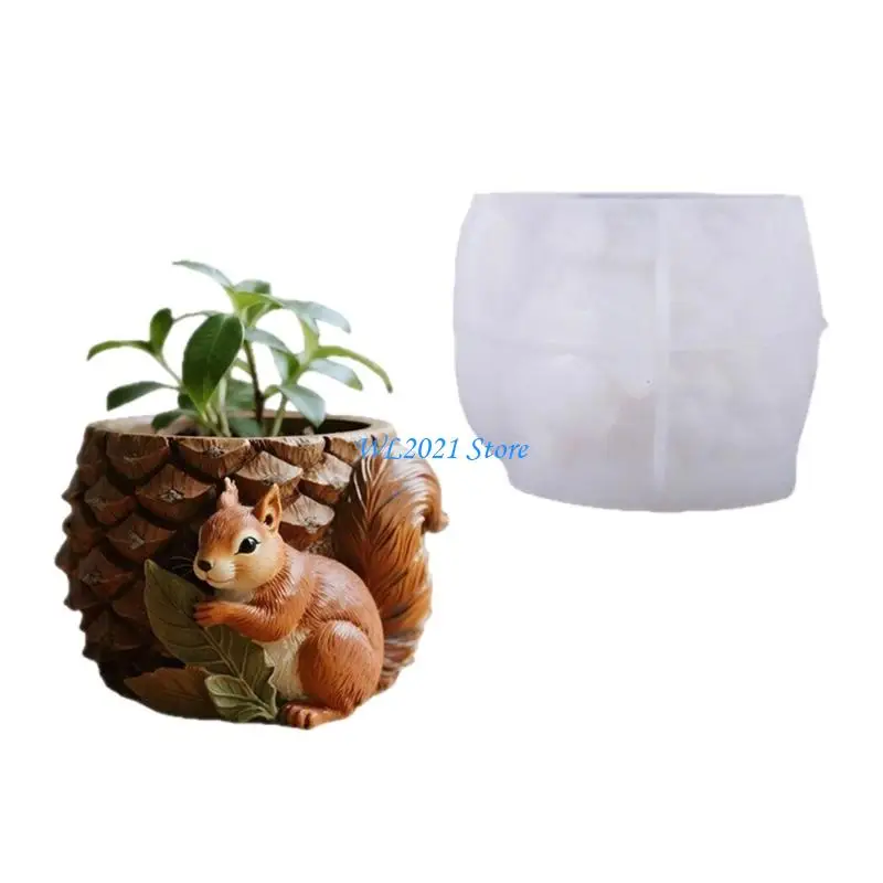 G5GC السنجاب على شكل سيليكون قالب زارع زهور قوالب للحرف اليدوية شمعة الاسمنت #4