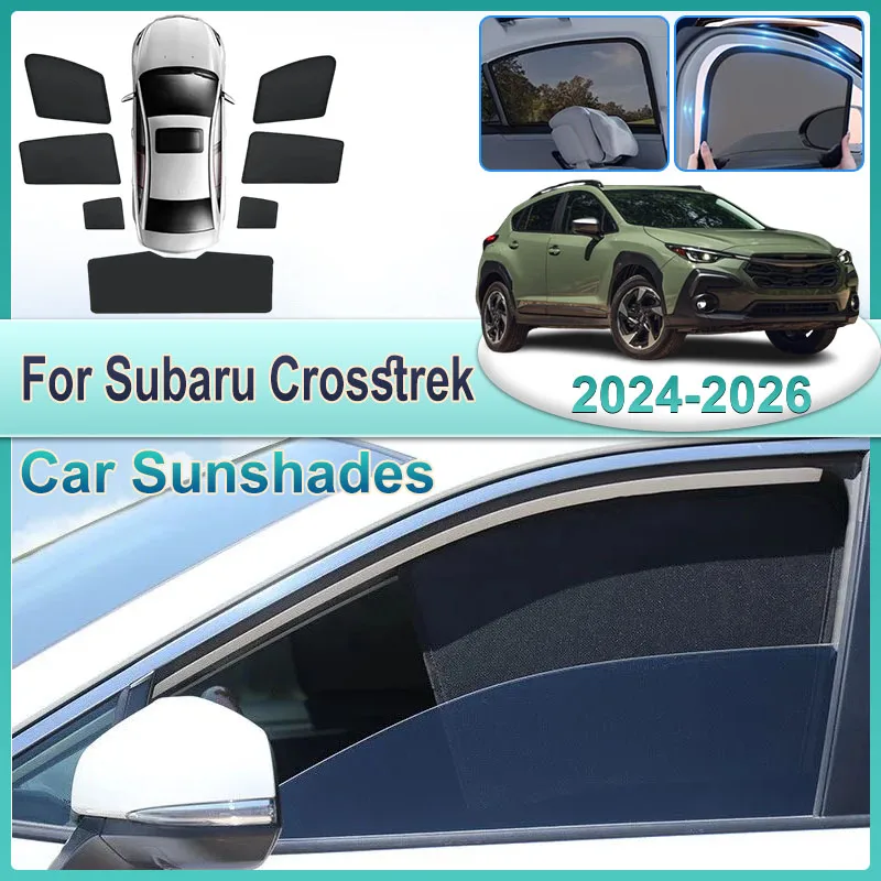 

Для Subaru Crosstrek GU 2024-2026: Полные магнитные солнцезащитные шторки-сетки на боковые окна, защита от УФ-лучей, автомобильные аксессуары