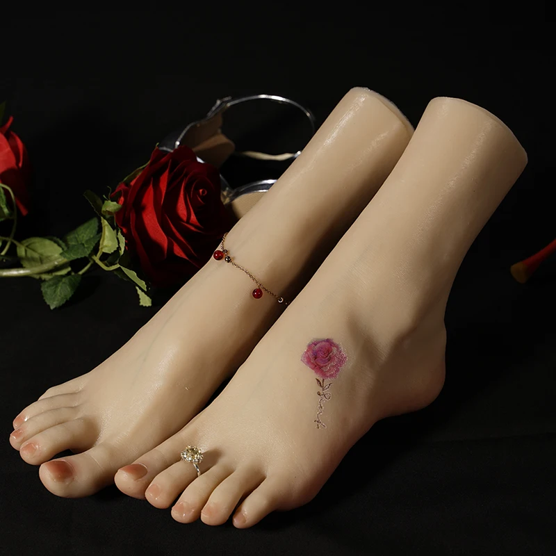 

Silicone Feet Model Female Simulation Nail Practice Foot Mannequin Feet Fetish For Footjob Shoes Sock Display
