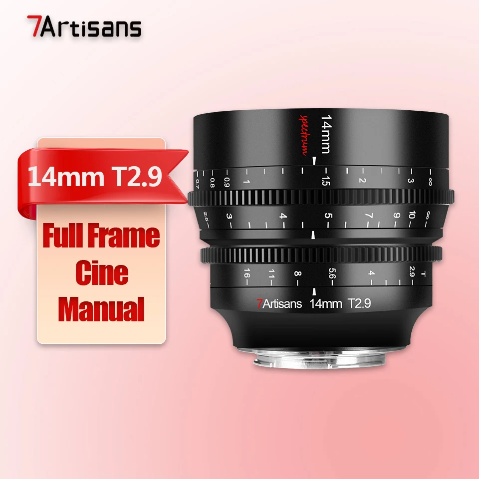 7artisans 14mm T2.9 Ultra Wide Angle Prime Cine Lens voor camerafotografie met Sony E, Nikon Z, Canon RF, Sigma L-vatting, XT-100, R5
