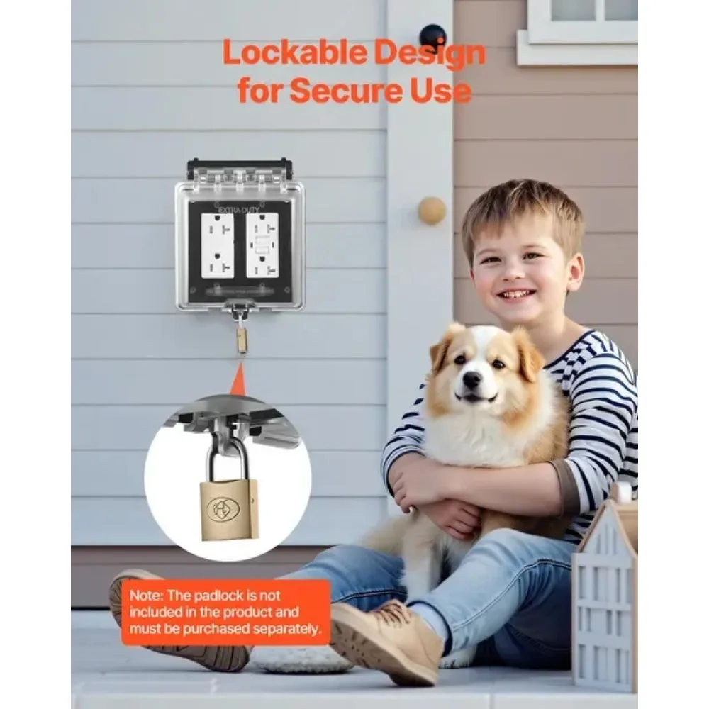 Крышка наружной розетки 2-местная запираемая всепогодная крышка электрической розетки