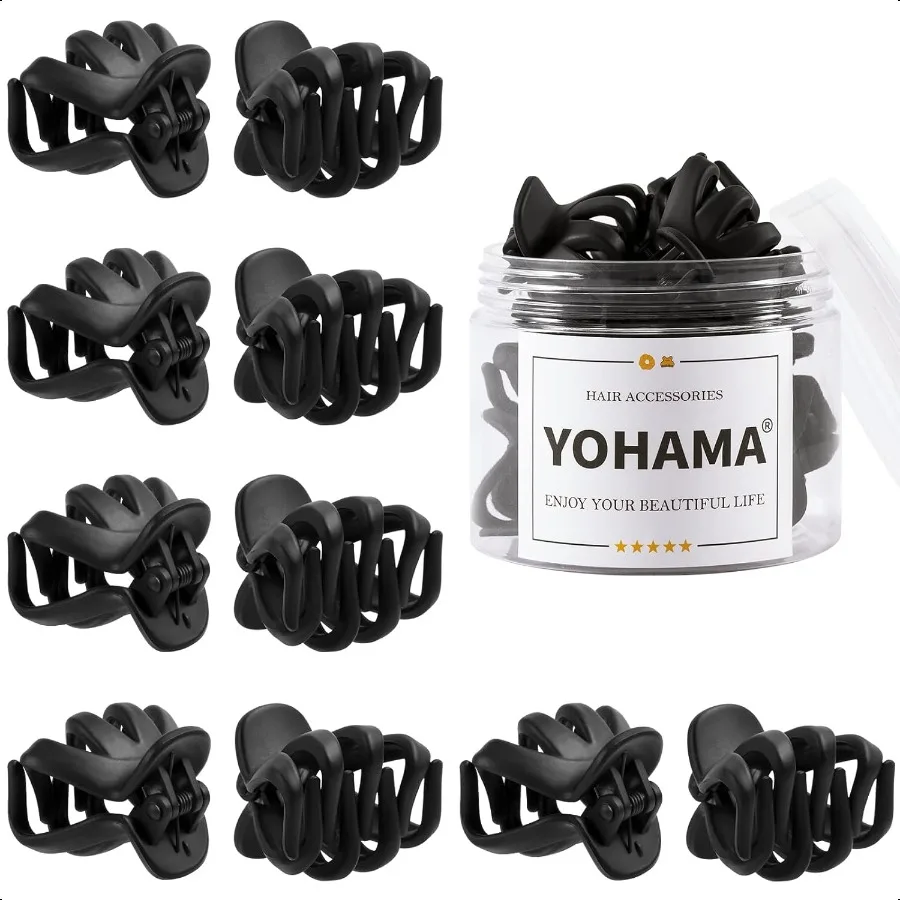 

10 pcs Black Hair Clips Medium Small 1.57 in Octopus Hair Clips 4cm Medium Jaw Clips Durable Strong Grip for Women Girls Thick