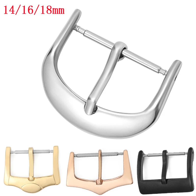 Hebilla de reloj de Metal, Pin de 14/16/18mm, hebilla de correas de reloj, cierre de acero inoxidable, correa de reloj de cuero, accesorios de cierre