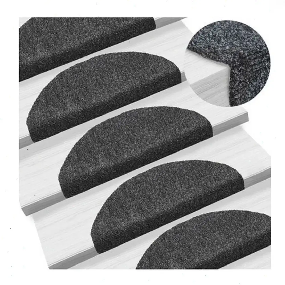 Trapmat 65x21cm - Zelfklevend tapijt traptreden - Onderhoudsvriendelijk halfrond traptapijt - Impact geluidsisolatie - 15 stuks