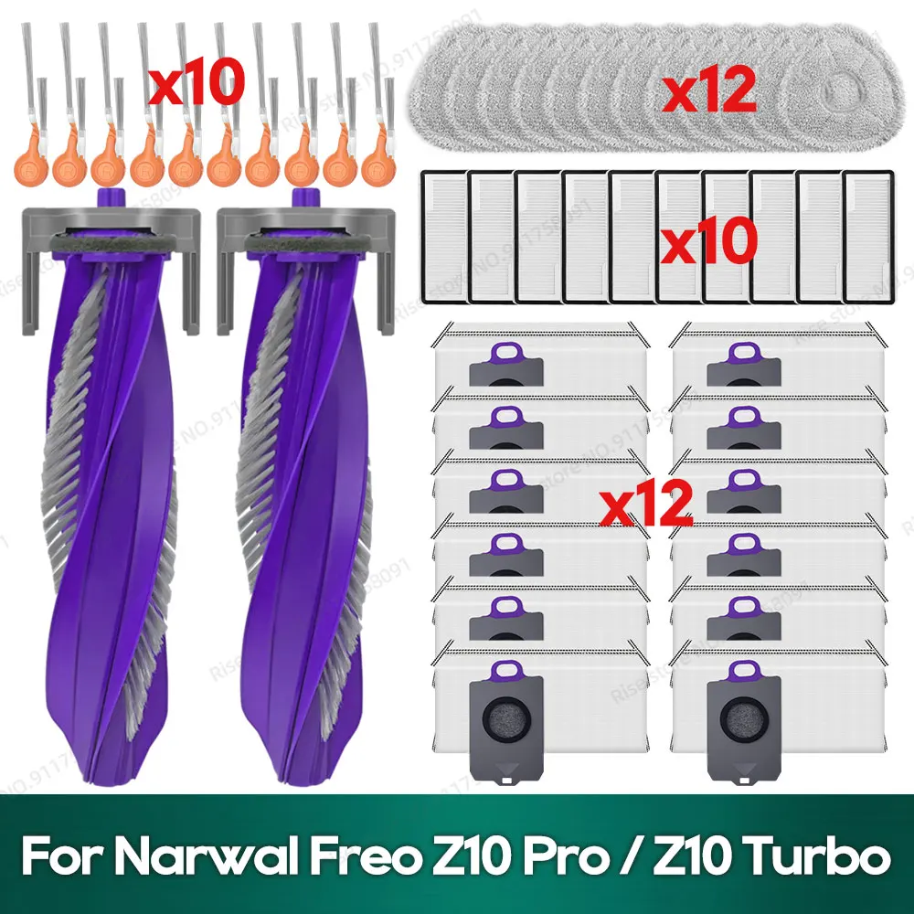 Compatible for Narwal Freo Z10 Pro (YJCC033), Narwal Freo Z10 Turbo Accessories Main Brush Filter Mop Pads Dust Bag Spare Parts