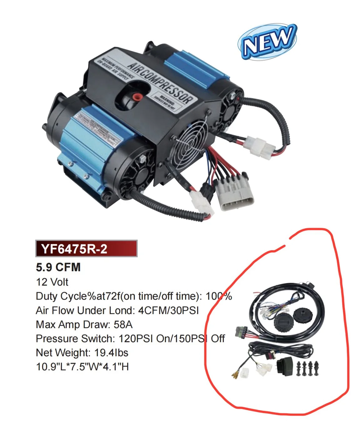 HF Twin Compressor Single Compressor Portable Twin Compressor CKMTA12/24  Tire Inflation Factory Directly AA