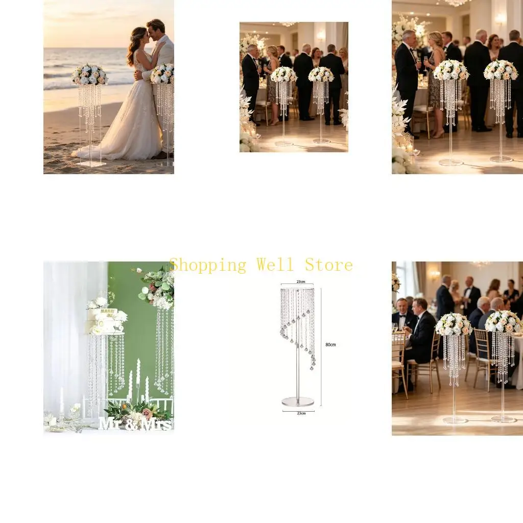 KX4B Pair Of Smoothed Acrylic Flower Stands Great For Wedding Gathering Embellishment