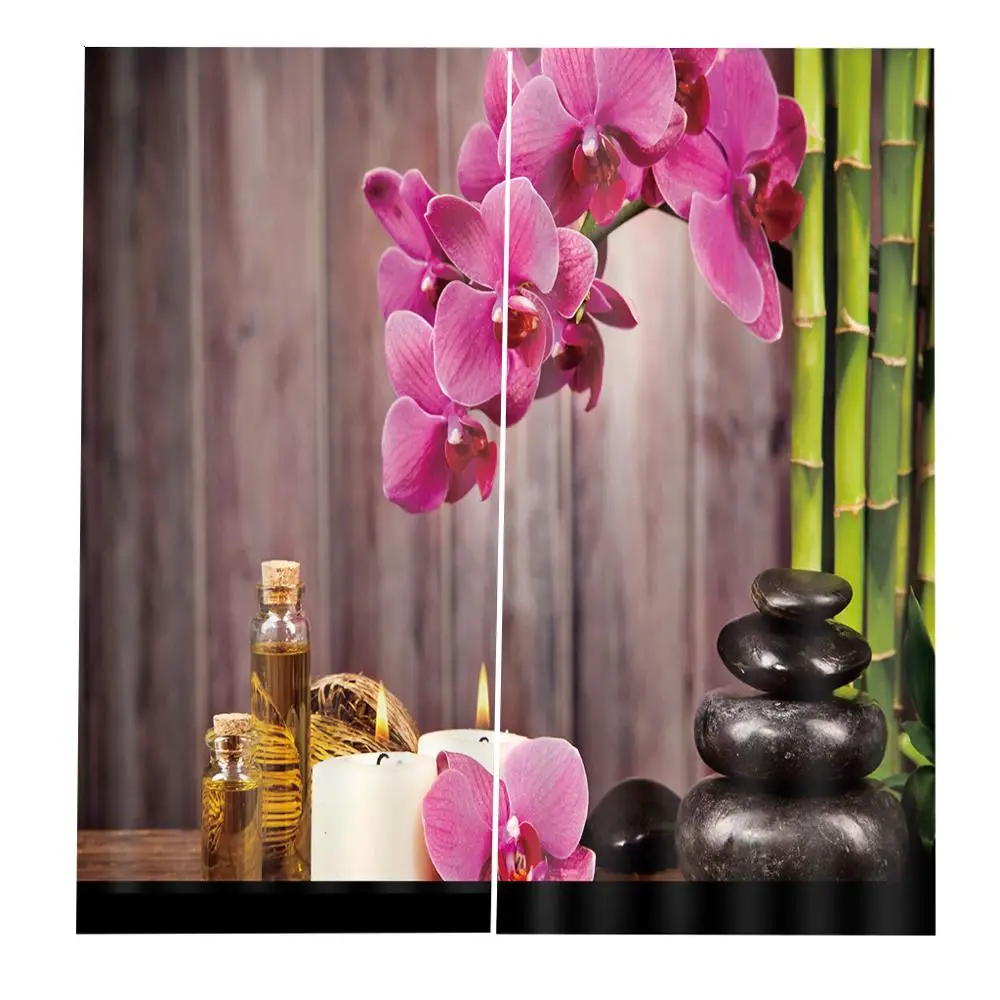 3D Curtain Luxury Blackout Window Curtain Living Room bamboo curtains stone purple flower curtain