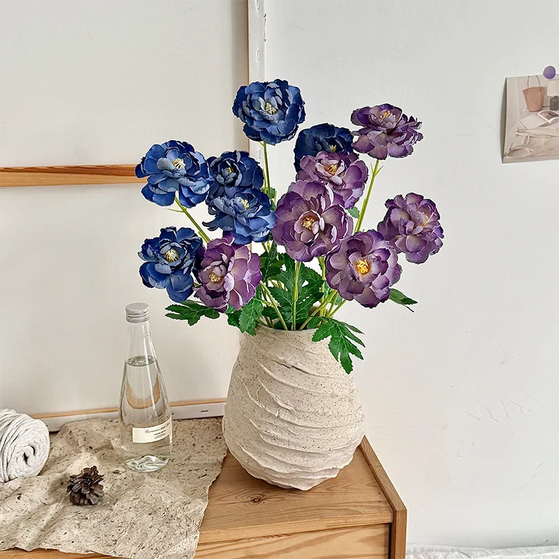 10 Stück Künstliche 3-köpfige Lotus-Pfingstrosen aus Seide, Deko-Blumen für Zuhause, Kunstpfingstrosen, Hochzeitsstrauß, Brautstrauß, Hochzeitsdekoration – Detail 6