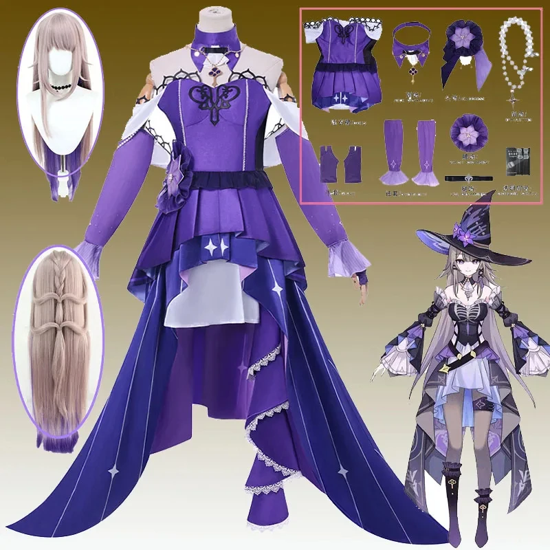 

Game Honkai: Star Rail Concert Cosplay Costume The Herta Purple Dress Outfit Set Hallowen Party Clothing for Women ,