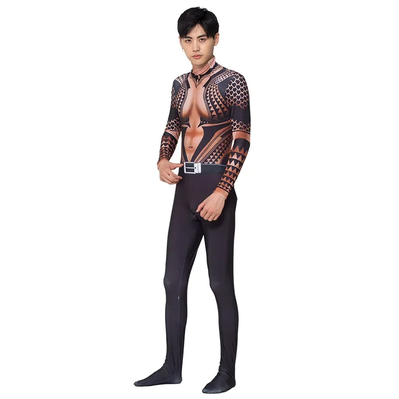 大人子供映画アクアマンコスプレ衣装スーパーヒーローアーサーカリーオリン全身タイツスーツスーツジャンプスーツハロウィンパーティードレスアップ
