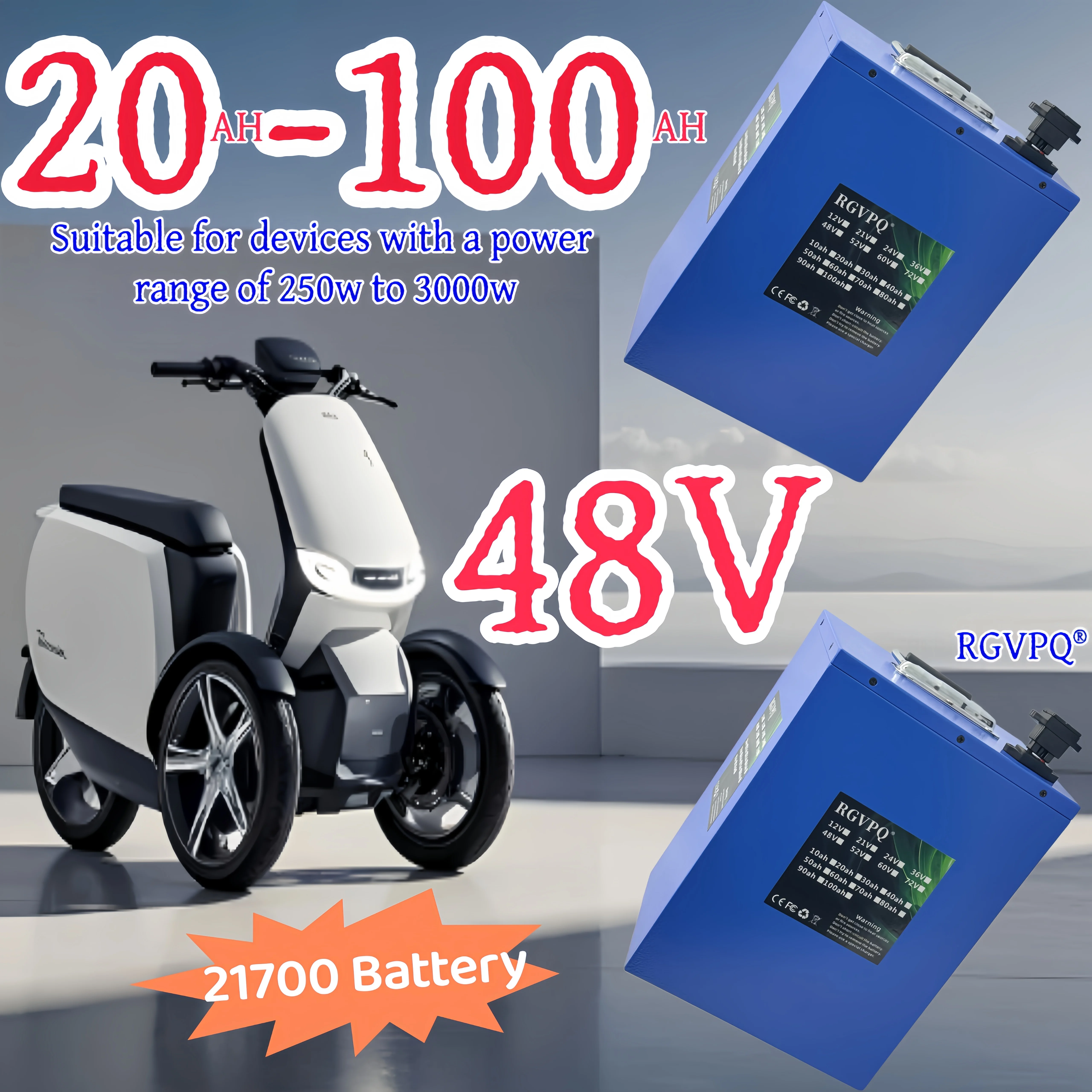 

Free shipping for air transportation, brand new 48V21700 lithium-ion battery, new large capacity 20AH-100AH, built-in BMS35AH