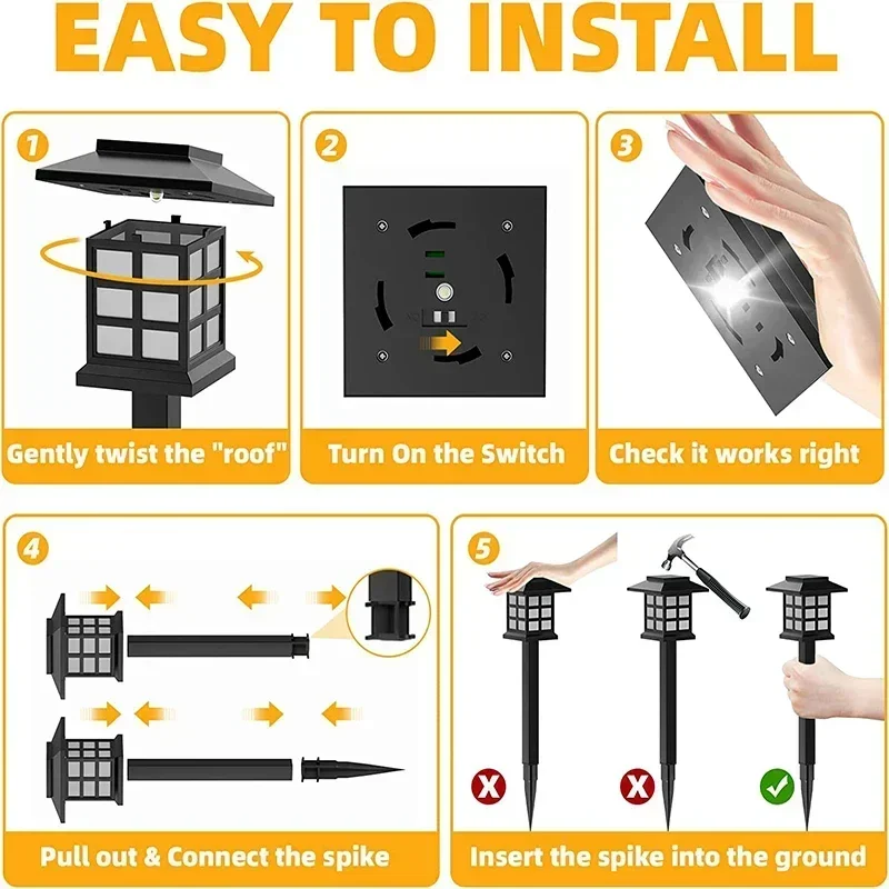 Imagem -06 - Impermeável Solar Pathway Lights Passagem ao ar Livre Led Garden Decor Lâmpada de Rua para Paisagem Quintal e Pátio Nova Atualização Pcs Pcs Pcs Pcs