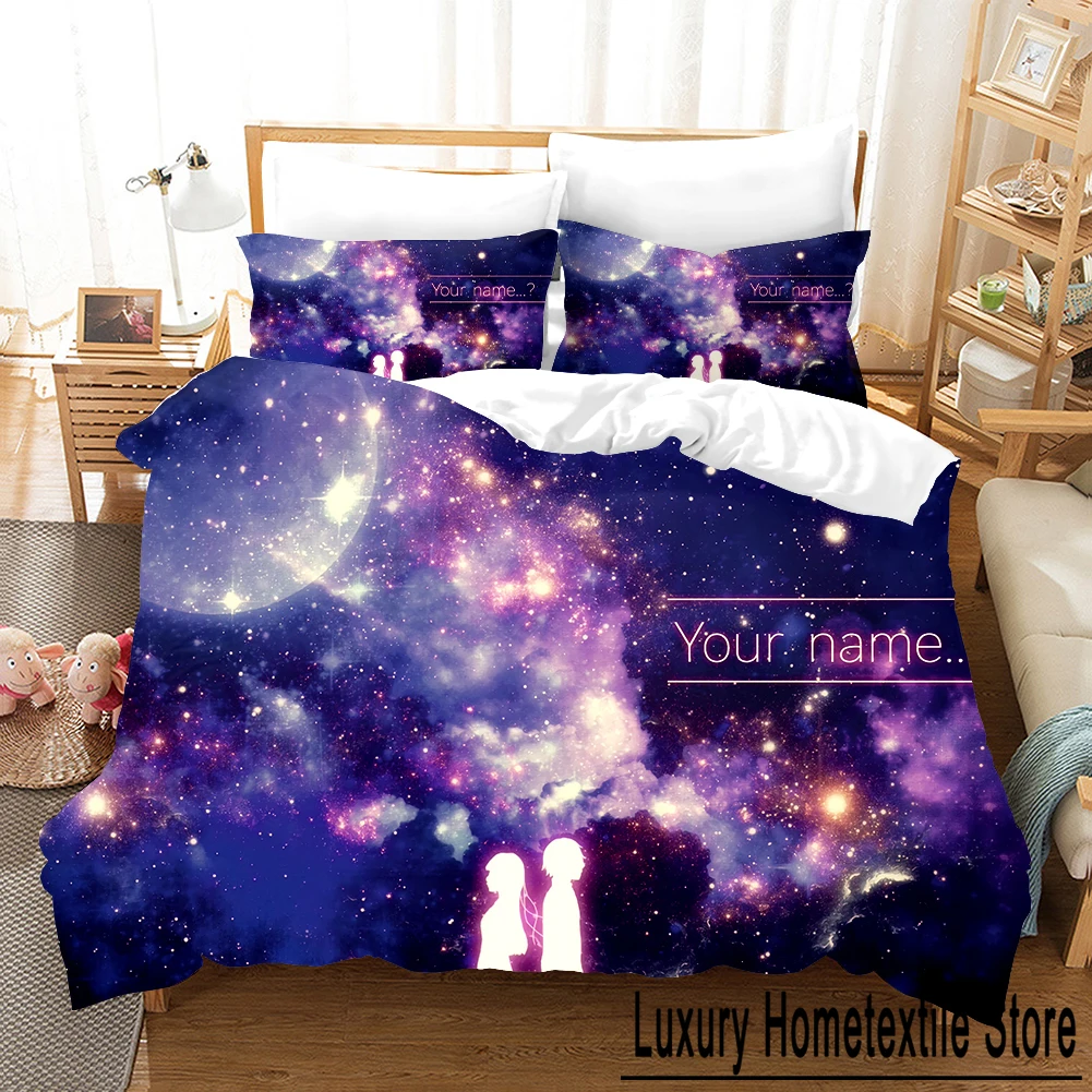 Your Name Luxury Bedding Set Japan Anime Cartoon Duvet Cover Set Comforter Bedspread Linen Twin Single Size Printed Home Textile