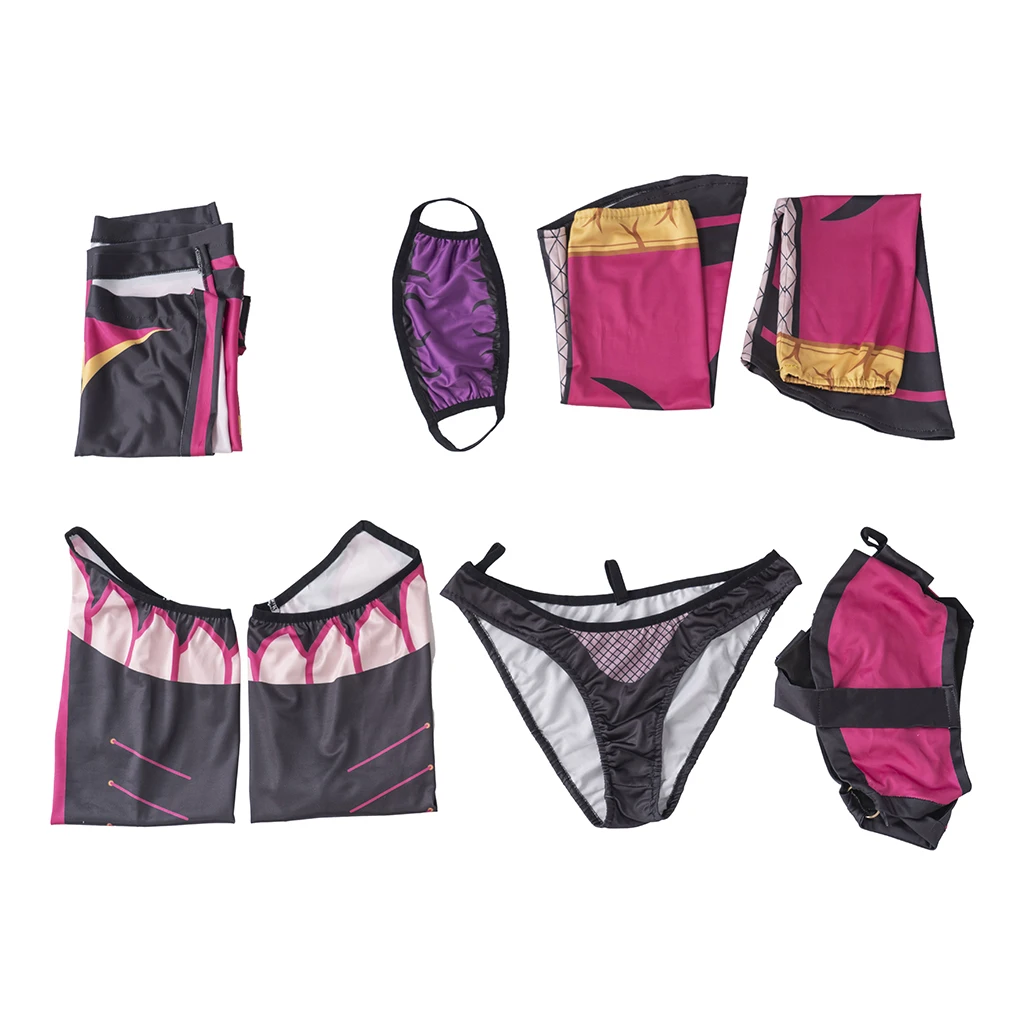 Game Mortal Kombat 9 Cosplay Mileena Costume Women's Purple Top Shorts Suit With Accessories Halloween Combat Outfit Full Set