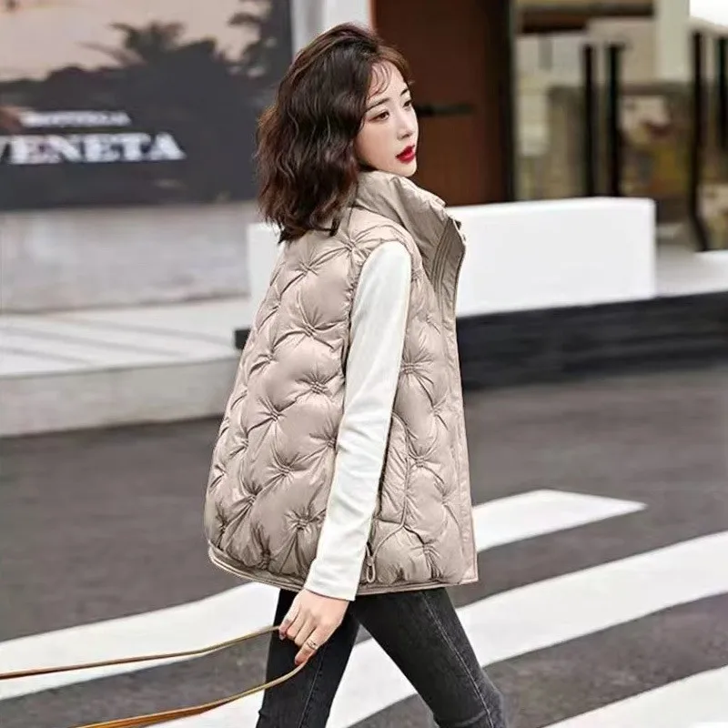 Down Cotton Vest Female 2023 HOT New Autumn And Winter Korean Version Vest Bright Face Wash Foreign Fashion Vest Coat