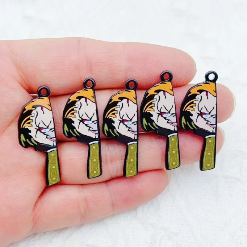 10pcs cartoon clown funny couple single-sided acrylic jewelry DIY accessory bag keychain pendant view 3