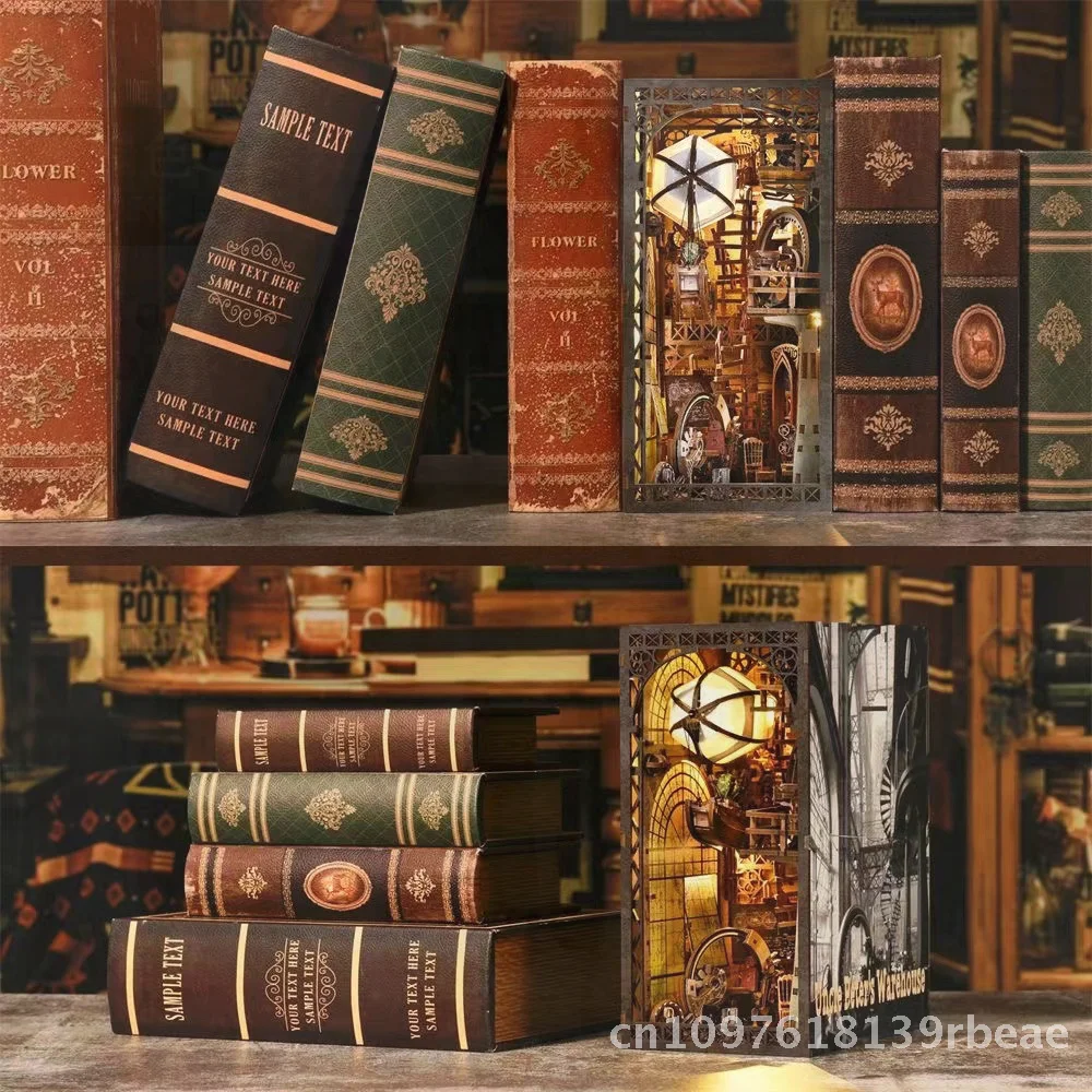 Kit modello di astronave con palloncino in legno fai-da-te Supporto per libro magico retrò Giocattolo di blocchi assemblati fatti a mano per 14 anni in su