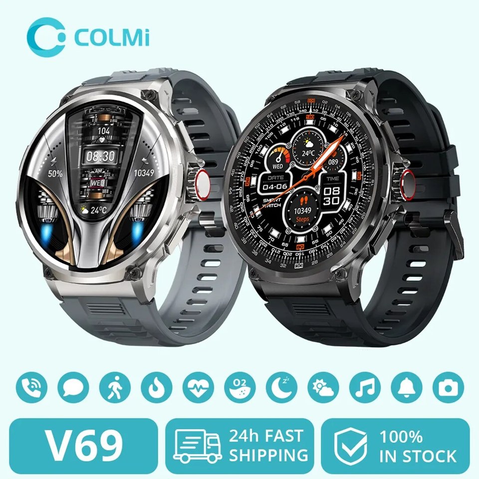  COLMI V69 1.85 Inch HD Bluetooth Call Smart Watch Men Sports Fitness Tracker Heart Monitor 710mAh Smartwatch For XIAOMI Android 