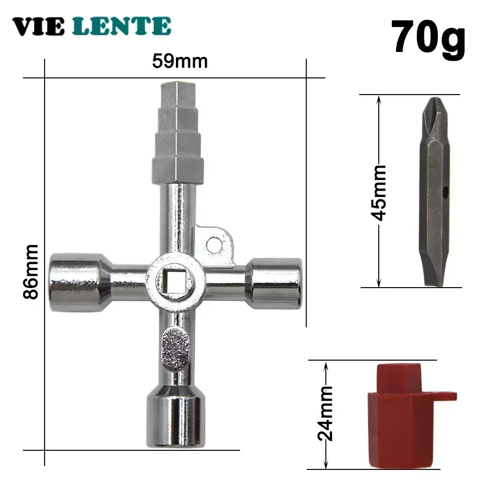 4 in 1 Silver Wrench Electrical Elevator Control Cabinet Valve Inner Triangle Four Corners with Screwdriver Head Ratchet