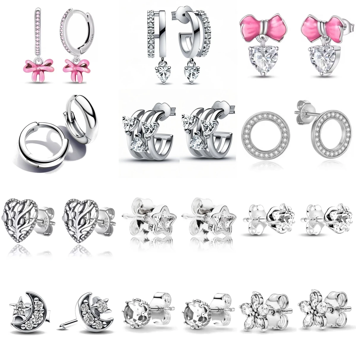 

Новые серьги из стерлингового серебра 925 пробы с бантом и ромашками, звездами, луной, пентаграммой, Древо жизни, оригинальные серьги для женщин, горячая распродажа, ювелирные изделия, подарок 2025