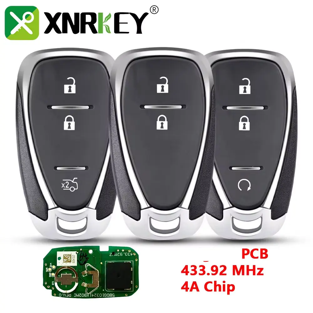 XNRKEY 2/3 Button Smart Remote Car Key 4A Chip 433.92Mhz for Chevrolet Tracker Orlando JM Trax Replacement Car Key