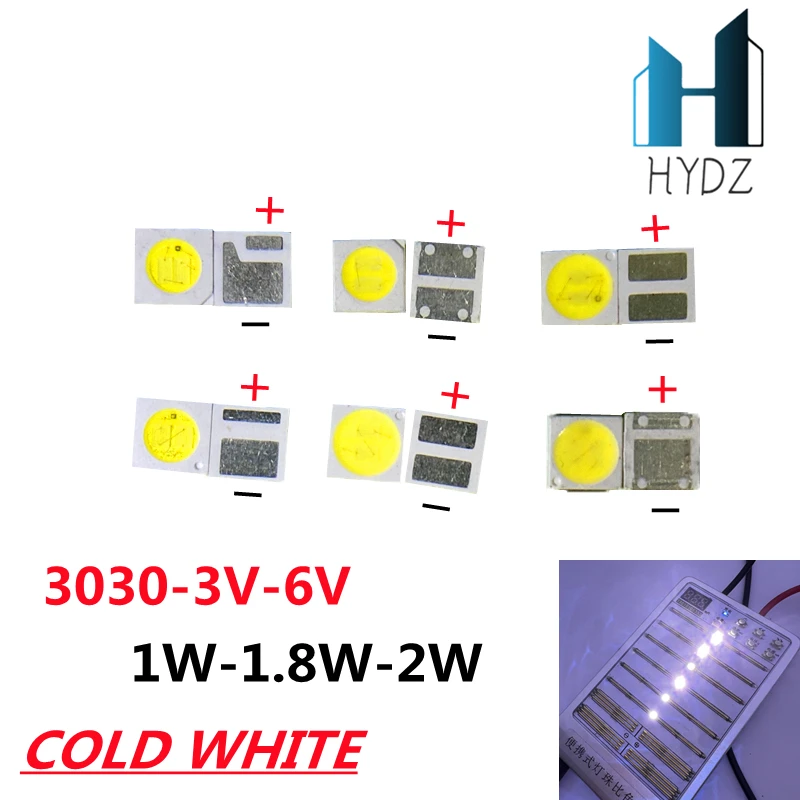 50pcs 3030 Backlight High Power LED DOUBLE CHIPS 1w 1.5W 2w 3V-3.6V 6v lextar JUFEI AOT Cool white PT30A66 TV