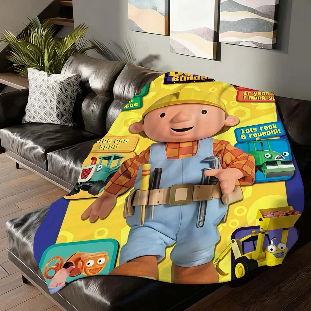 

Cute Cartoon BBob the Builder Blanket for Sofa Bed Office Travel Camping Soft Warm Cozy for Sleeping Reading Relaxing