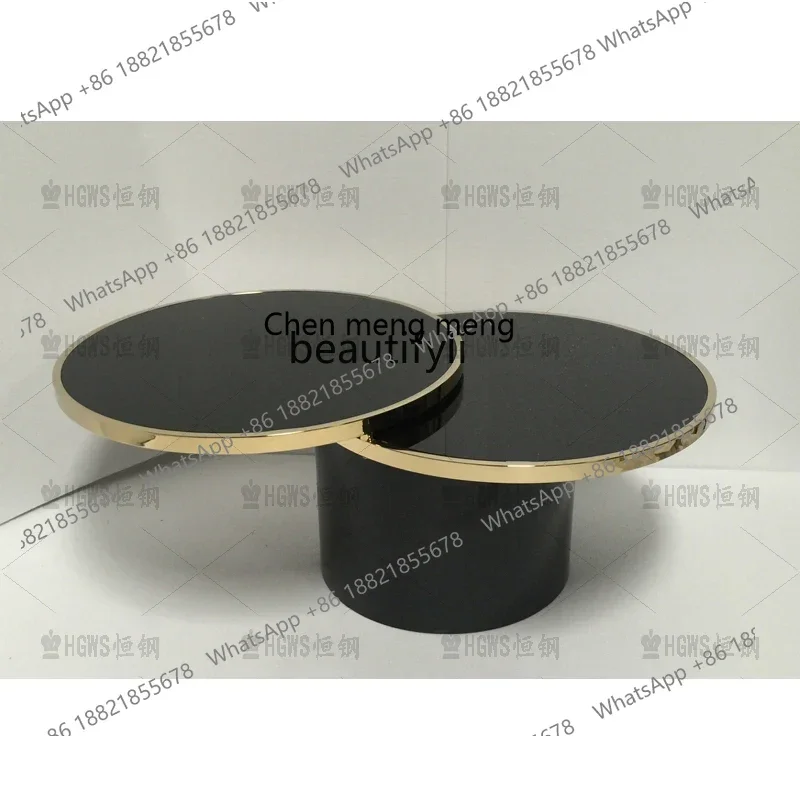178Postmodern stainless tempered glass round coffee table, creative double-layer heart-shaped combination low table2936