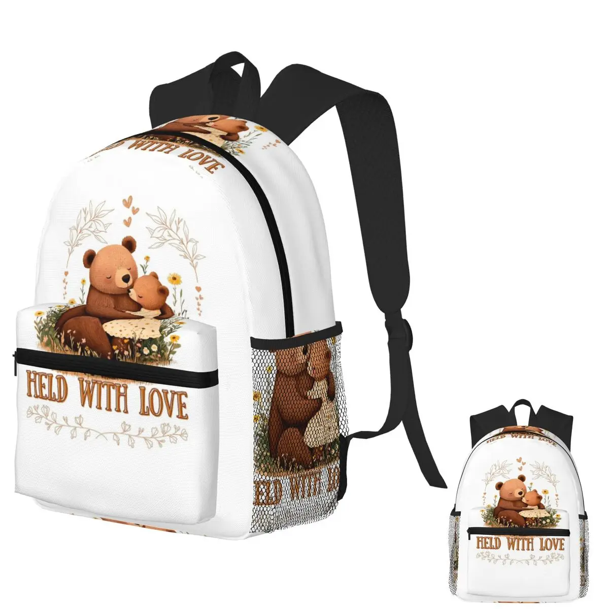 

Mama And Baby Bear Hug Warm Family Love Student Backpack School Bag Hiking Travel Daypack for Boys Girls Bookbag Shoulder Bags